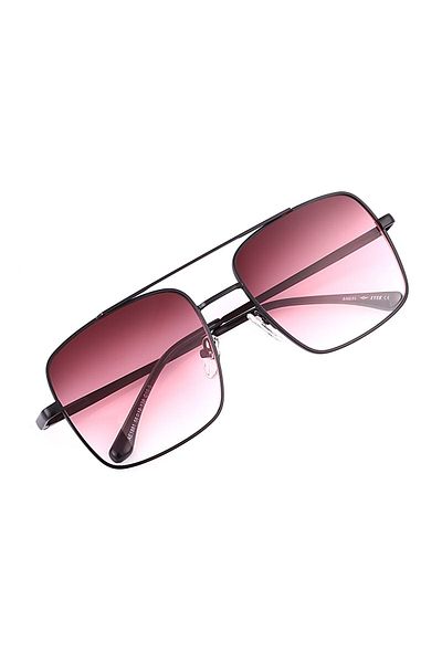TomyHelf Red Matte Glass Black Metal Frame Unisex Sunglasses