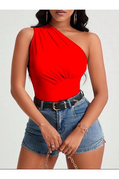 Lucky Line Katie One Shoulder Elegance! Lycra Viscose Blouse, Comfortable & Stylish, 6 Color Options