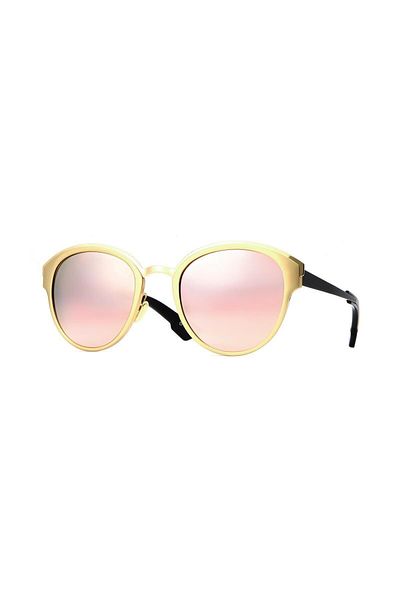 TomyHelf Round Design Women's Sunglasses - Pink Mirrored Gold Frame Glass