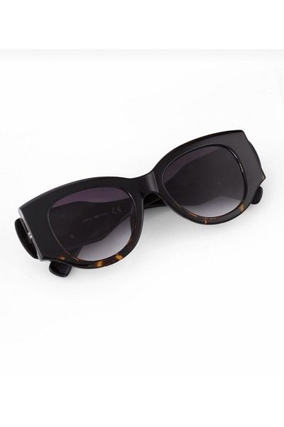 TomyHelf Black Gradient Glass Black Leopard Pattern Bone Frame Women's Sunglasses