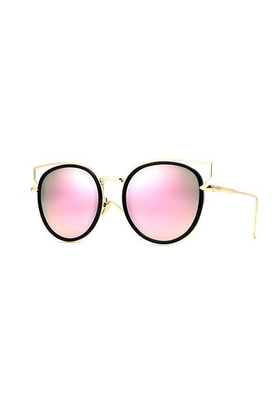 TomyHelf Round Design Women's Sunglasses - Gold Frame, Purple Glass
