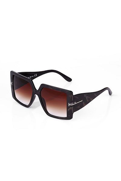 TomyHelf Brown Gradient Glass Leopard Bone Frame Women Sunglasses