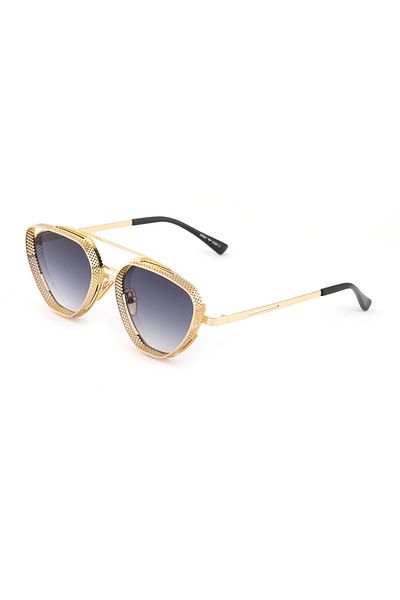 TomyHelf Gold Geometric Frame Unisex Sunglasses