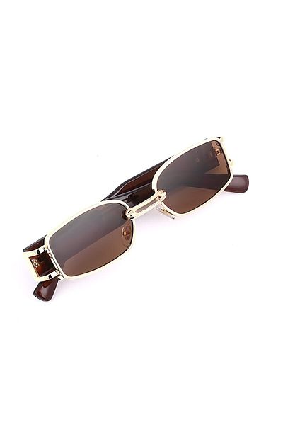 TomyHelf Brown Matte Glass Gold Frame Bone Shank Sunglasses