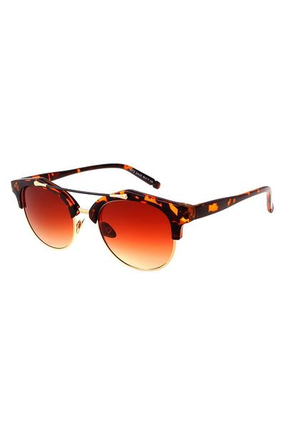 TomyHelf Leopard Print Oval Design Women's Sunglasses - Brown Glass