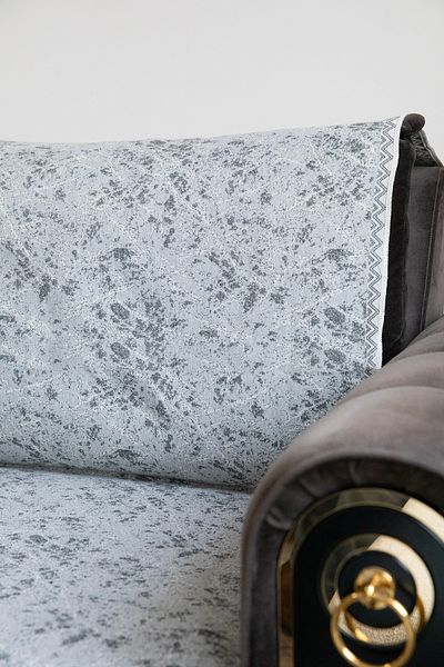 FAVORA Gray Mosaic Cotton Fringed Sofa - 170X220 Sofa Bed Cover