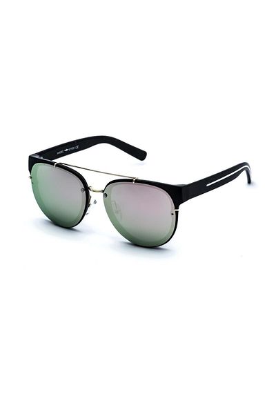 TomyHelf Black Sunglasses - Oval Design, Silver Mirror Detailed Glass