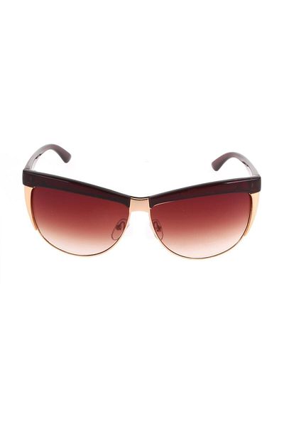 TomyHelf Oval Design Brown Women's Sunglasses with Gold Detail