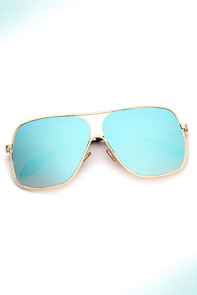 TomyHelf Wide Square Design - Gold Frame Blue Gradient Women's Sunglasses