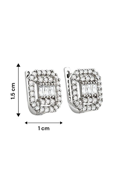 jelux silver Gümüş 925 Ayar Pırlanta Montür Zirkon Baget Taşlı Küpe