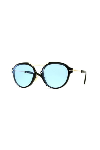 TomyHelf Black Gold Blue Glass - Oval Design Women's Sunglasses