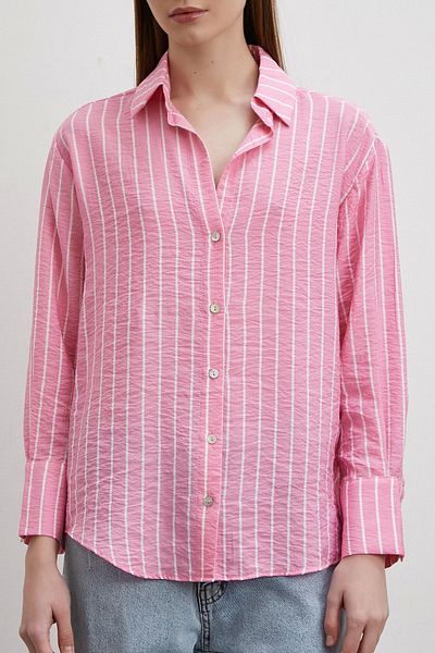 Never more Pink Line Patterned Shirt