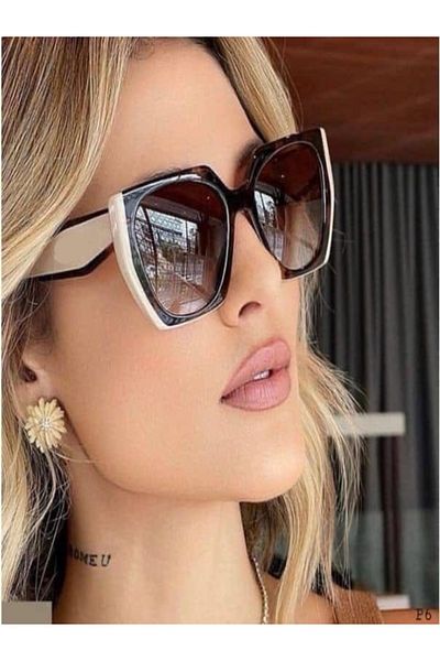 TomyHelf Brown Glass Patterned Framed Women's Sunglasses