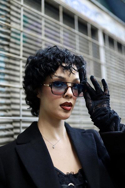 TomyHelf Rectangle Design Leopard Frame Blue Gradient Glass Women's Sunglasses