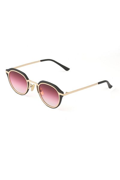 TomyHelf Oval Design Gold Black Frame Claret Glass Women's Sunglasses