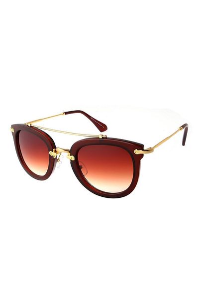 TomyHelf Gold Brown Oval Design Women's Sunglasses - Brown Frame & Glass