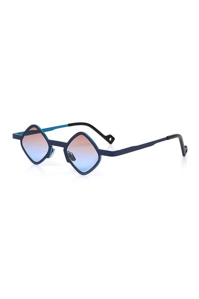 TomyHelf Women's Geometric Color Sunglasses - Double Color Metal Frame, Gradient Glass