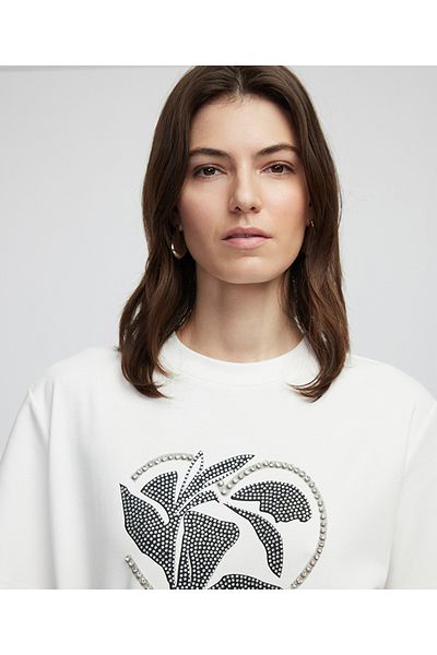 İpekyol T-Shirt with Hotfix and Stone Print