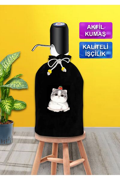 enmalife Черен калъф за демижон с щампа на ягодова котка, черен платнен калъф за демижон