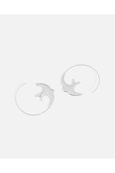 LONDONACS Steel Silver Color Swallow Hoop Earring