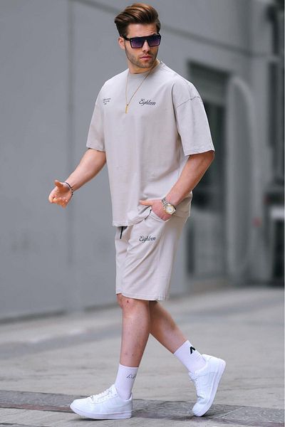 Madmext Stone Color Men's Shorts Set 5937