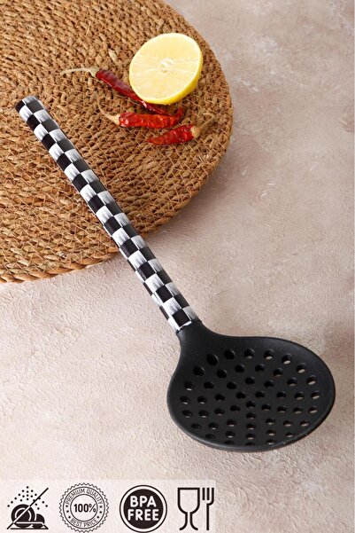 HOMENIVA 1 Black Checker Silicone Tip Colander - Fireproof, Non-Stick