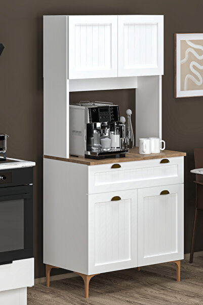 Fly Mobilya Esin Çok Amaçlı Dolap Membran Mdf , Çekmeceli Kahve Köşesi, Fırın Dolabı, Kiler Dolabı