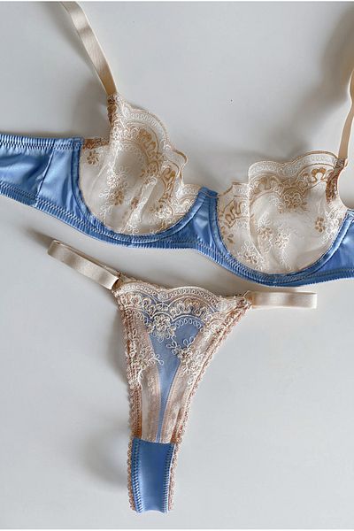 MODA G&H Εσώρουχα - Σετ δαντέλα σουτιέν με σατέν λεπτομέρειες 2 τεμ