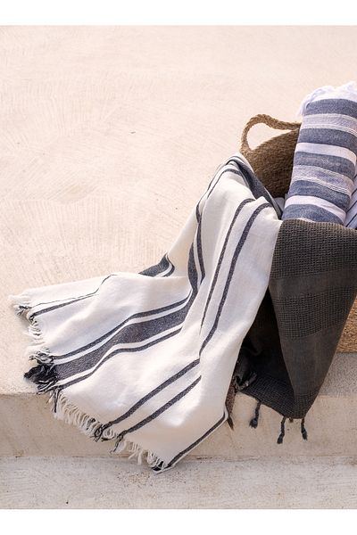 Barine Μαύρο Earth Stripe Χαλί Cotton - 90x175