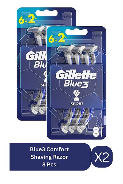 Gillette Blue3 Comfort Shaving Razor 8 Pcs. X2