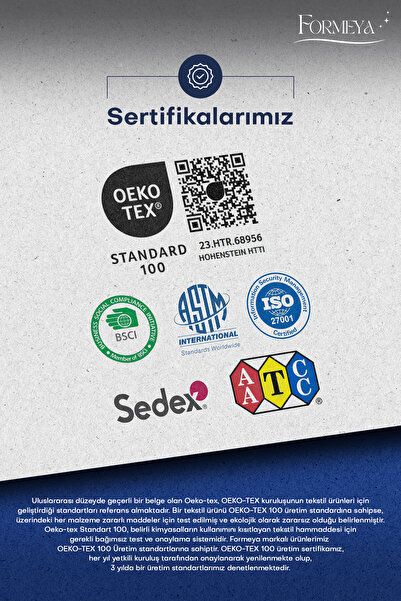 Formeya Pamukkale Alez Gri %100 Pamuk Kapitone Yastık Koruyucu Alez 2 Adet