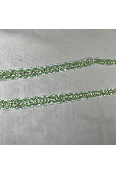 Bukle İplik Green Yellow Wavy Decorative Strip - 1.5 cm Width (5 Meters)
