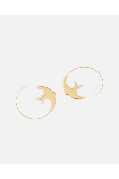 LONDONACS Steel Gold Color Swallow Hoop Earring
