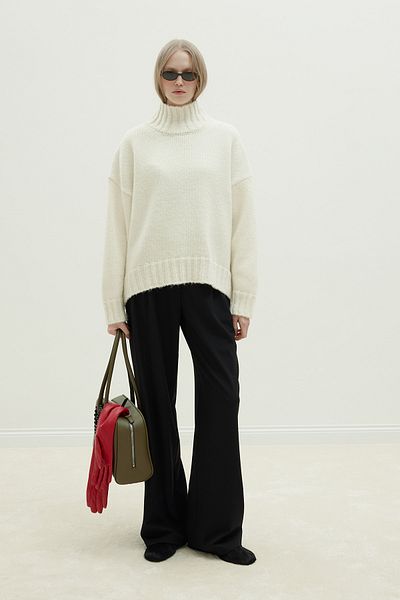 Suud Collection Ecru Gia Wool Blended Sweater