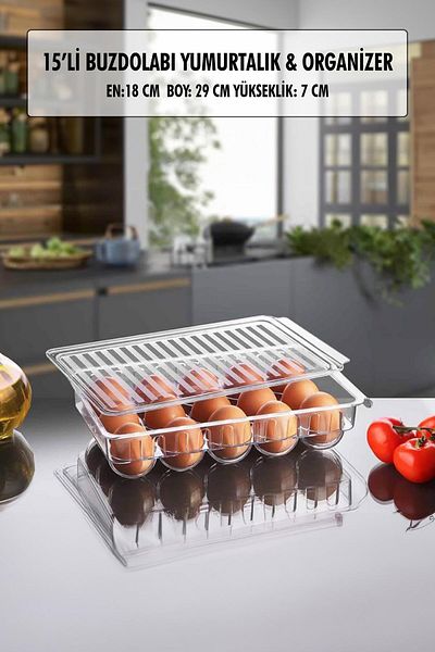 EWs 15 Li Refrigerator Egg Holder & Refrigerator Organizer with Lid