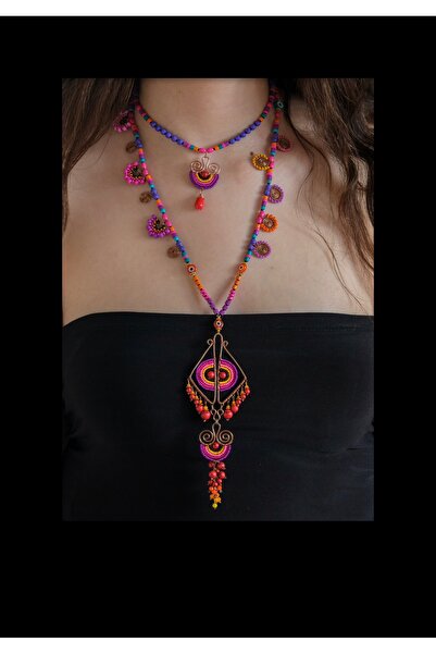 MODA Ceyt Doğal Taşlı El Yapımı Uzun Kolye