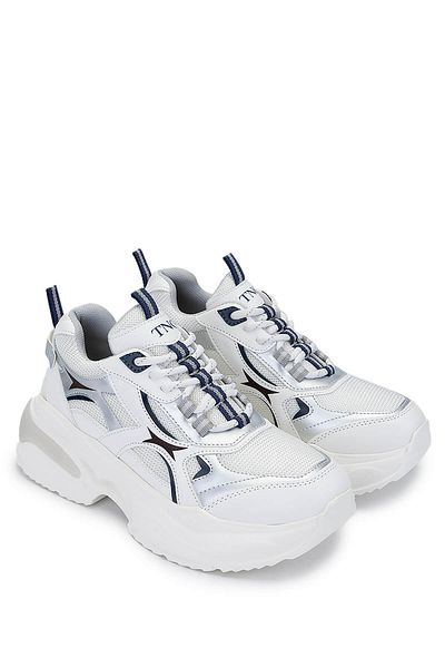 Tamer Tanca Women's Textile/Vegan White/Navy Blue Sneakers & Sneakers