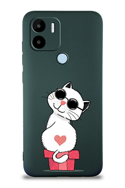 PrintiFy Xiaomi Redmi A1 / A2 Plus ile Uyumlu Coolcat Tasarımlı Yeşil Lansman...