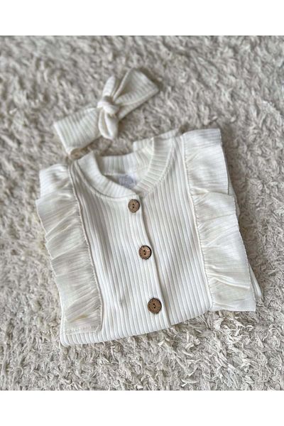 MBK GARDEN 3-6-9 Months Ribbon Accessory Ruffle Baby Romper