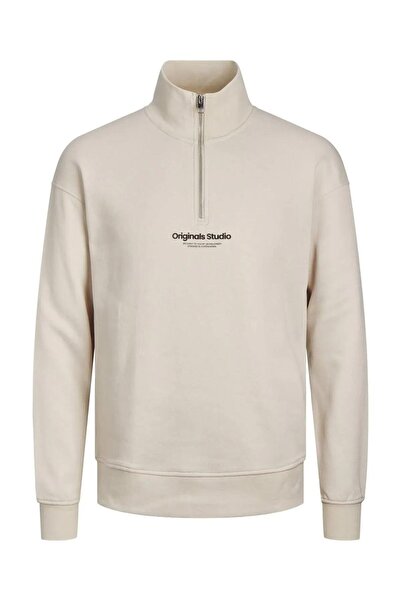 Jack & Jones Μπεζ φούτερ Jorvesterbro - Quarter Zip, μοντέλο Hn Noos