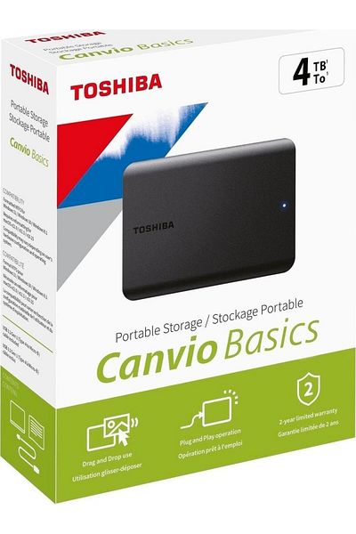 Toshiba 4 تيرابايت كانفيو بيسيكس 2.5 بوصة USB3.2 G1 Hdtb540ek3ca