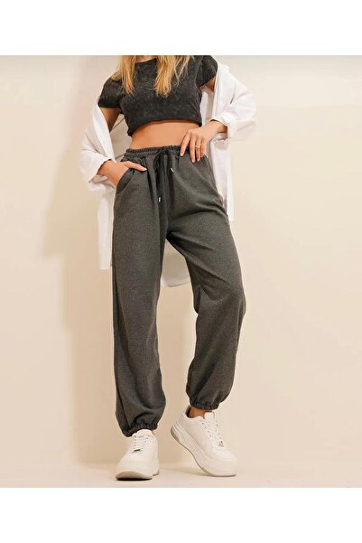 yg ydn giyim Culoare antracit elastic cu talie înaltă - pantaloni de sport Jo...
