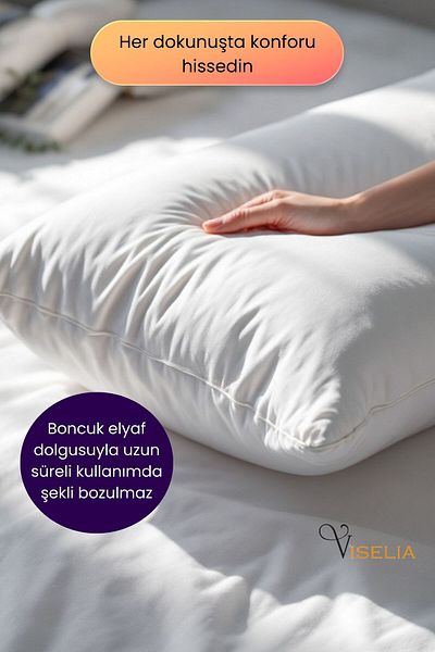 Viselia Pillow Bead Fiber 5 Pieces Antibacterial Filling Extra Soft Sleeping Pillow Cotton Case 800 Gr