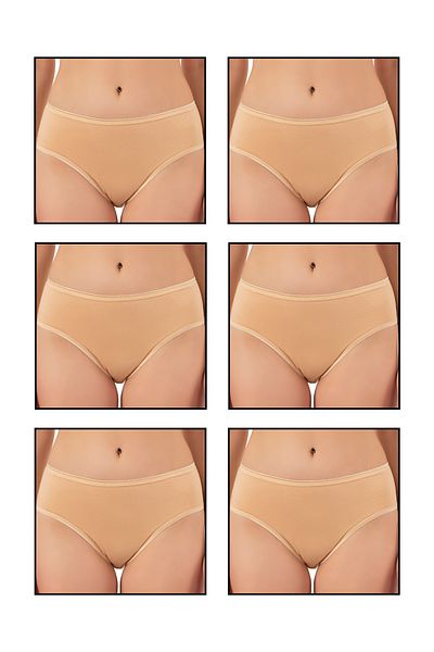 ÖZKAN underwear Özkan 6121 6 Pack Women's Cotton Lycra Single Jersey High Waist Bato Panties