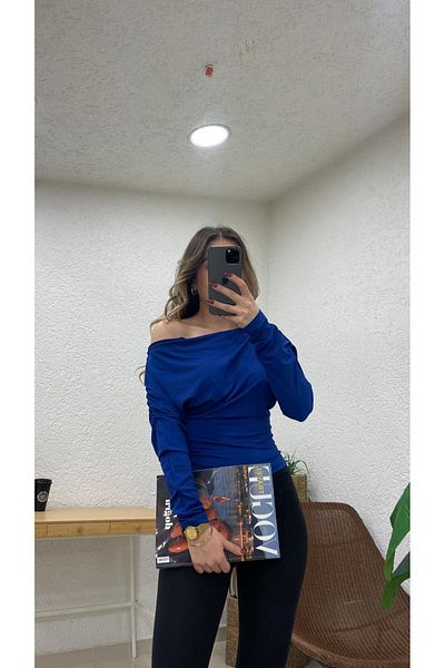 Nazline BLUZĂ SENDY CU MÂNECĂ LUNGĂ DETALIE CU șnur FĂRĂ UMĂR