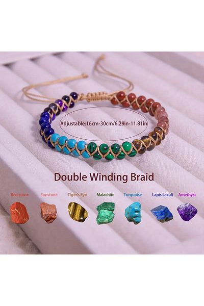 glasses accessory Natural Stone 7 Chakra Bracelet 100% Handmade
