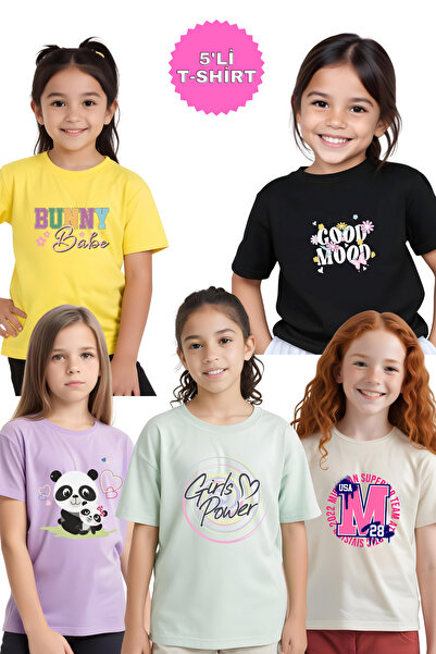 FYK COLLECTİON 5-dijelna majica za devojčice s printom Mood-Anne Panda-Power-...