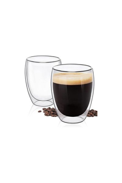 DOPPİO Doppio 250ML Glass Coffee Mugs Set of 2,