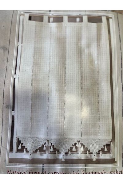 madamemuko Madame Muko Natural Handmade Kitchen Curtain 120X180 Cm-Cream