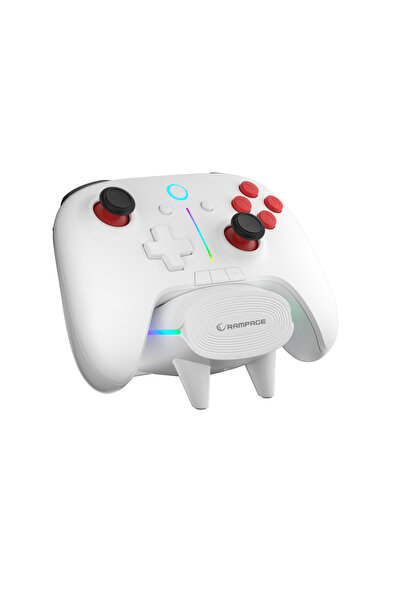 Rampage HYDRA PRO Beyaz BT + 2.4 GHz Şarj İstasyonlu PC Gamepad RGB Joypad